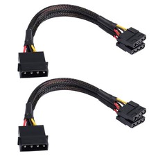 2 PCS 4 Pin IDE Y Splitter Adapter Male to Dual Female Extension 23cm 9 Inch