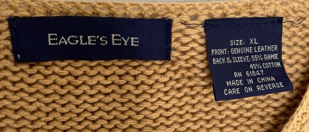 Eagles Eye Genuine Leather Patchwork Cardigan Swe… - image 5