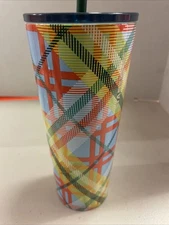 Starbucks Spring Picnic Plaid Stainless Steel Tumbler Travel Cup 16 oz