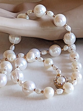 VINTAGE CULTURED FRESH WATER PEARLS CUSTOM MADE NECKLACE 20" LONG 40G 11-8-4 MM