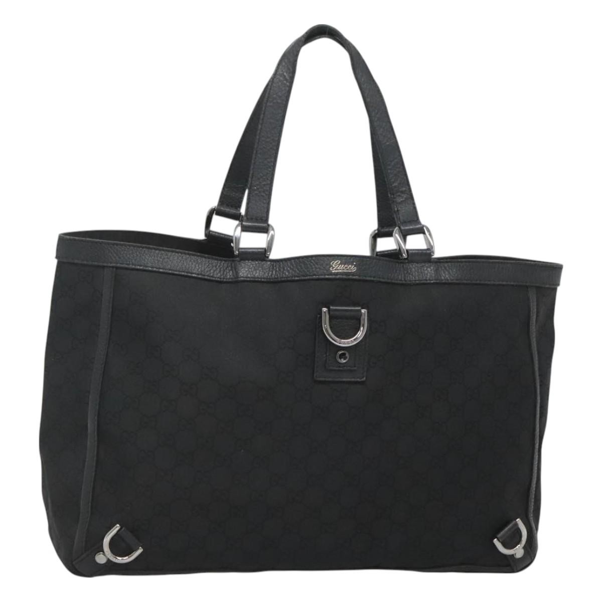 GUCCI GG Canvas Abbey Tote Bag in Black and Silver 293580 Authentic bs26616