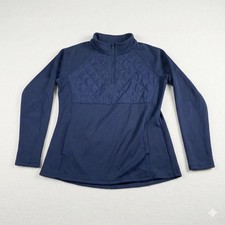 Avia Womens Small 4-6 Navy Blue Quilted Front 1/4 Zip Pullover Jacket Excellent
