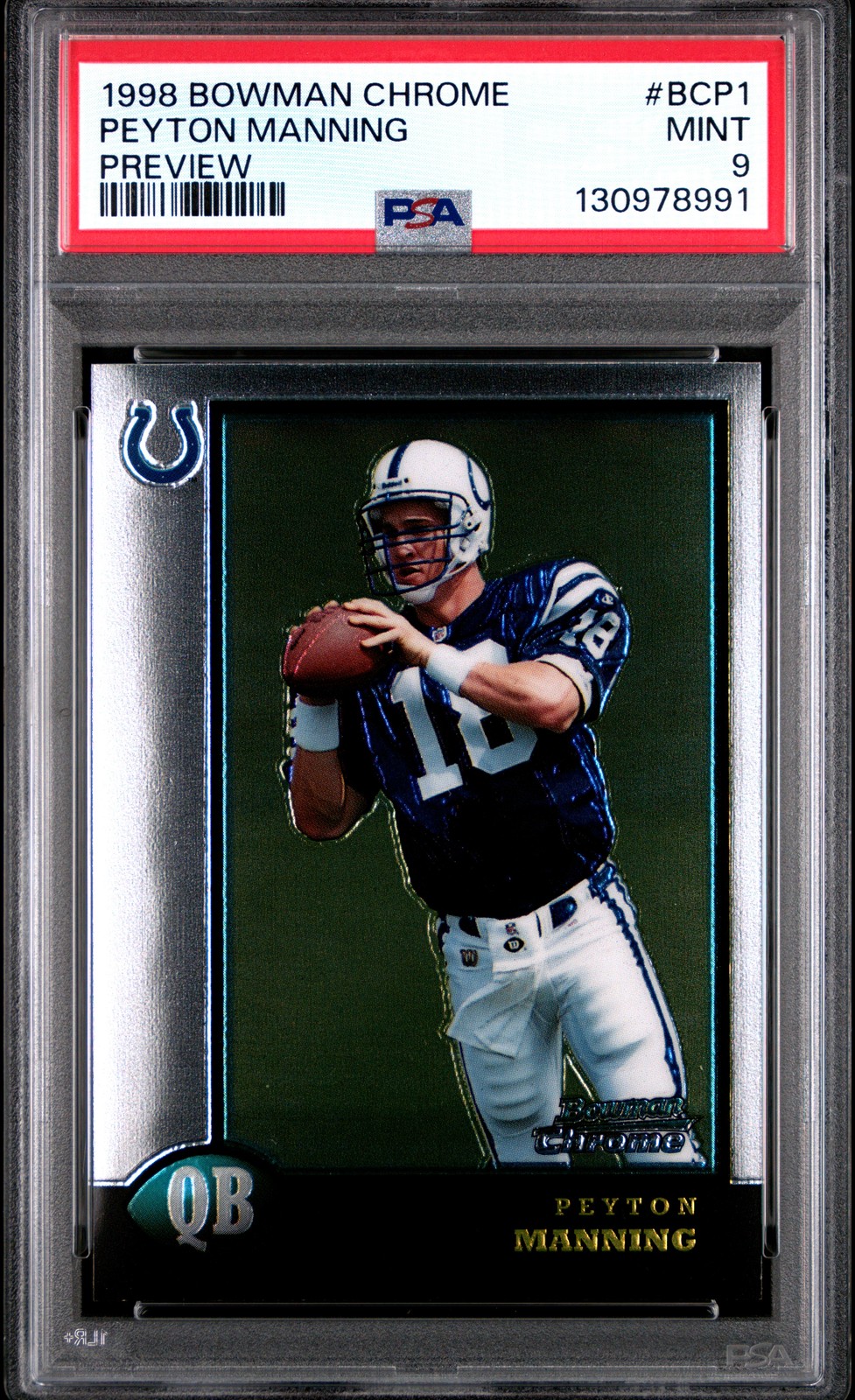 1998 BOWMAN CHROME PREVIEW #BCP1 PEYTON MANNING ROOKIE RC PSA 9