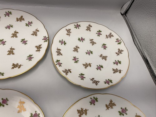 4 Vintage Czech Porcelain Trios Cup/Saucer/Side Plate Pink Roses Scallop Edge B - Picture 5 of 24