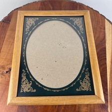 Vintage 8x10 Wood Picture Frame Non-Glare Glass, Oval Paper Mat, Wall Mount READ
