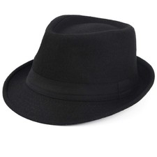 Unisex Classic Trilby Fedora Hat Black 