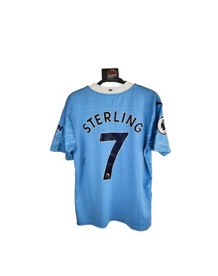 Maillot de football domicile signé Manchester City FC 2020-2021 (S) #7 Sterli... - Photo 1/4