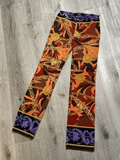 Vintage Versace Jeans Couture Baroque Medusa Chain Pants Y2K Italy IT 44