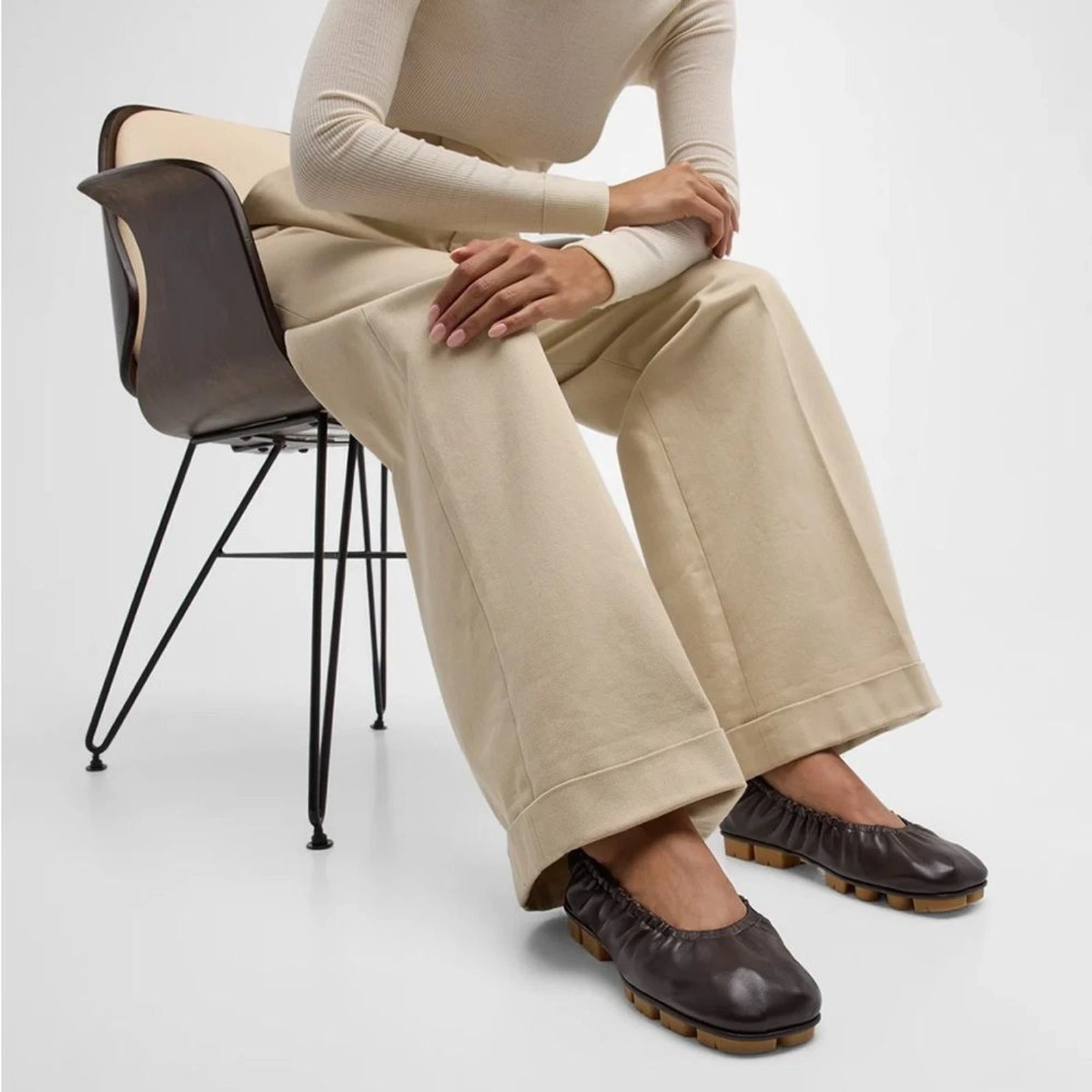 Bottega Veneta — Bottega Veneta Brown Leather Shore Ballet Flats  🥿 EU 39 US 9 Luxury Excellent