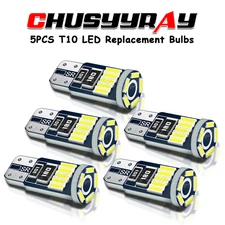 5PCS T10 Super Bright LED License Plate Light Bulbs 6000K 194 168 2825 White