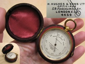 Henry Hughes & Sons Edwardian pocket barometer & altimeter, circa 1910