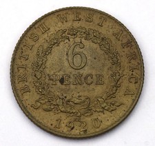 1920 KN  British West Africa Sixpence Coin George V  KM# 11b