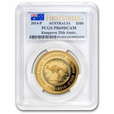 2014 Australia 1 oz Gold Kangaroo PR-69 PCGS DCAM FS (25th Anniv) 4580.77 per troy oz