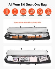 Ski Roller Bag, Up to 74.8 in/190 cm, Padded Snowboard Bag with Wheels for Air