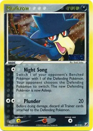 Murkrow - 30/115 - Pokemon Ex Unseen Forces Reverse Holo NM