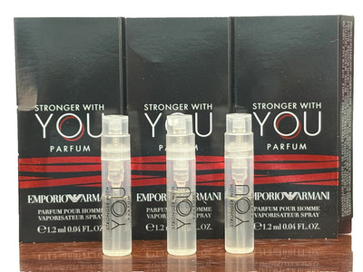 3x STRONGER WITH YOU HOMME By EMPORIO ARMANI 0.04oz / 1.2ml PARFUM SPRAY SAMPLES