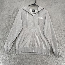 The North Face Hoodie Womens Medium Gray Full Zip Fleece Logo Outdoor Sweatshirt