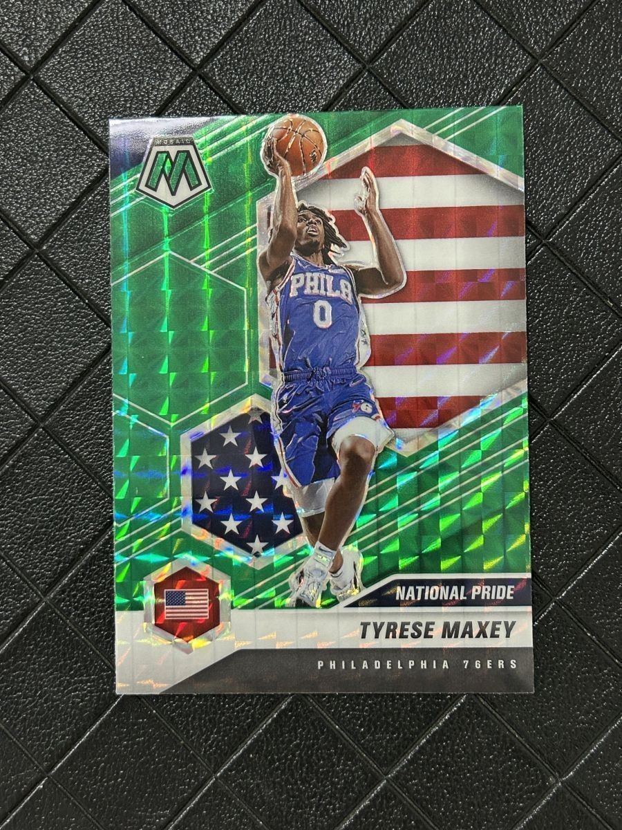 2020-21 Panini Mosaic Mosaic Green #259 Tyrese Maxey RC Rookie 76ers-2