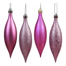 Vickerman 4-Finish Finial Drop Christmas Ornaments in Mauve Purple (Set of 8)