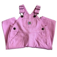 Carhartt Baby Girls 3M Pink Canvas Cotton Bib Overalls Heart Hardware Workwear