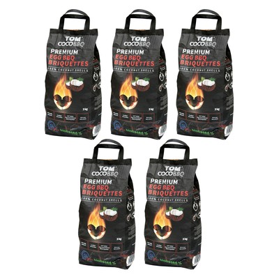 TOM COCO BBQ Grill-Briketts 3kg Pakete im Vorteils-Set Grill-Brickets Kokosnuss