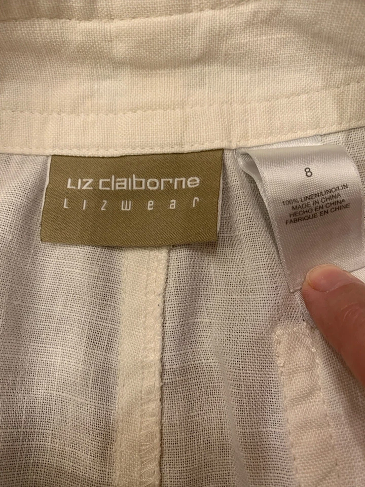 Pantalones Cortos Liz Claiborne Marfil Lino Talla 8 Clásicos Transpirables Ligeros Cuatro Bolsillos Foto 2 de 4