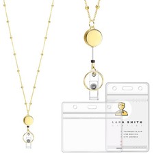 Lanyards for Id Badges Stainless Steel Badge Lanyard with 2 Pcs Waterproof Ba...