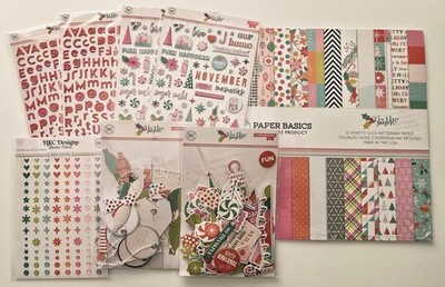Hip Kit Club Tis the Season Christmas Scrapbook Lot 12x12 paper Chipboard alphas