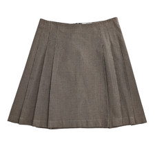 Vintage GAP Houndstooth Pleated Knee Length Skirt 8 Brown Academia Twee Preppy