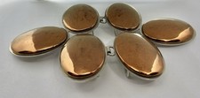 Vintage Mid Century Mod Oval Copper Color Ovals Silvertone Belt Buckle