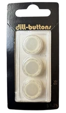 Buttons Ivory Pearlescent 5/8" Geometric Border Round Shank 3-Pk Vintage Dill 86