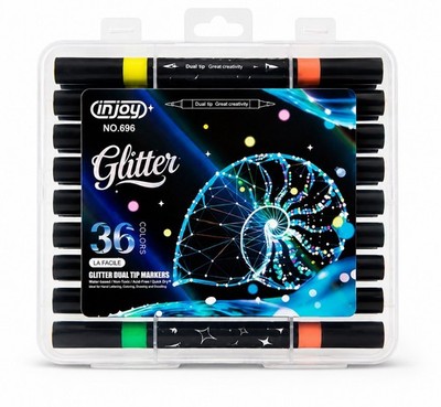 36 Colors Glitter Dual Tip Markers Set Acrylic Paint Pens for Drawing Coloring