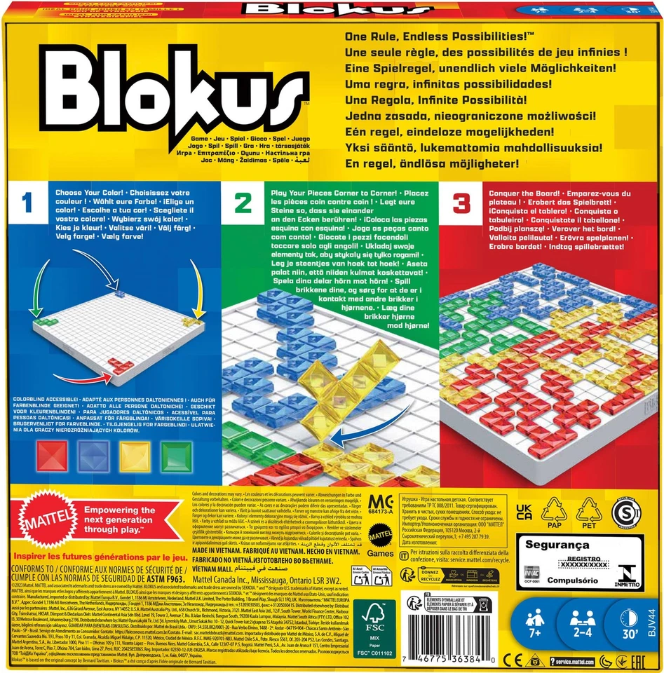 Mattel Games Blokus Juego de Mesa de Estrategia para Niños y Familias - Acceso Daltónico Foto 4 de 4