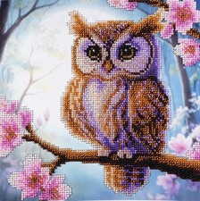 Bead Embroidery kit Wise Owl AN-1109 AllAboutEmbroideryUA Animal Beading kit