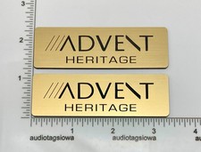 Advent Heritage Speaker Badge Logo Emblem Pair Custom Incised Acrylic Self Stick