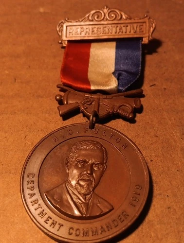 GAR Medal 1920 54th Encampment Joliet Illinois H D Fulton Commander, Civil War