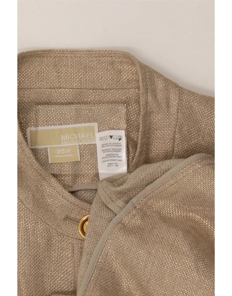 MICHAEL KORS Womens 5 Button Blazer Jacket US 20 3XL Gold Linen AN17 - Image 3 of 3