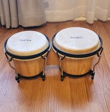 Tycoon Percussion Bongo Drums - Drum Set - Natural Wood 6 7 Inch Set