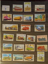 lot timbres oblitérés thème trains - chemin de fer