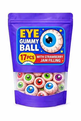 Caniger Eye Gummy Balls Candy Strawberry Jam Filled Eyeball Gummies Pack of 17 