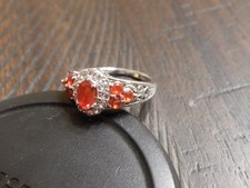 ring womens size 7 sterling silver and ruby R-0017 