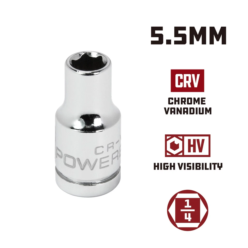 Powerbuilt 1/4 Inch Drive x 5.5 MM 6 Point Shallow Socket - 648282 - Image 2 of 4
