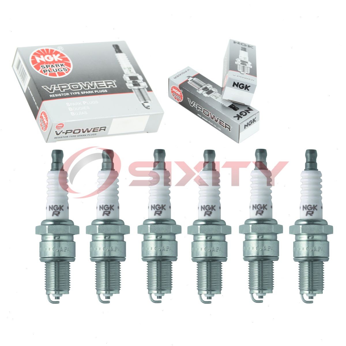 6 pcs NGK V-Power Spark Plugs for 1980-1981 Nissan 810 2.4L L6 - Engine Kit an
