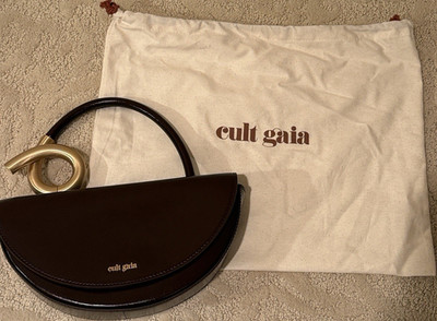 Cult Gaia Azariah Top Handle Satchel Bag Espresso Gold Hardware