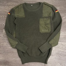 VTG German Army Commando Pullover Sweater Olive Drab Wool Military Surplus Large