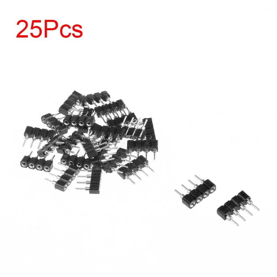 Adaptador de cabezal de enchufe de 4 pines macho a hembra 25 piezas apto para tira de chip LED RGB/3528/5050 Foto 3 de 4