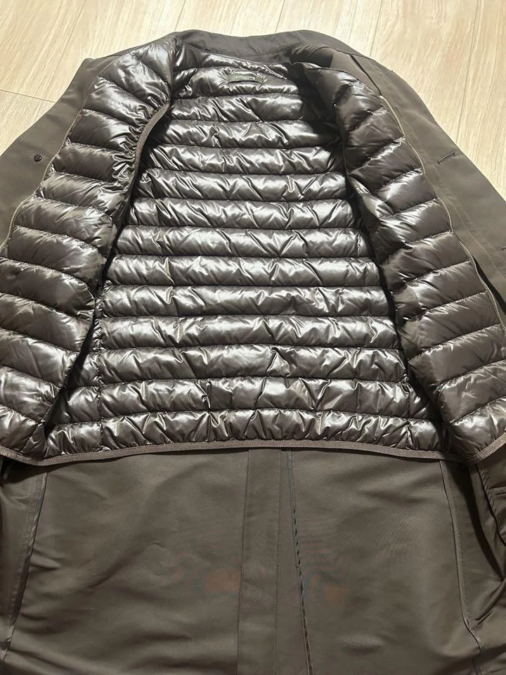 Abrigo MACKINTOSH LONDON Balmacaan ajuste asiático M 38 EE. UU. talla S marrón poliéster usado Foto 3 de 4