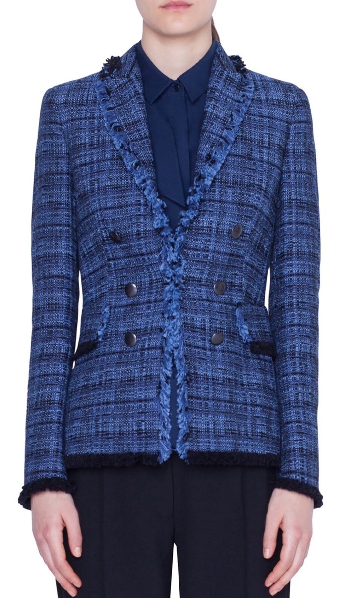 Akris Punto Fringe-Trim Tweed Blazer Jacket Sz 12 | eBay
