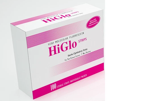 100 HiGlo High Molecular Fluorescein Strips Non Staining For Soft Lenses