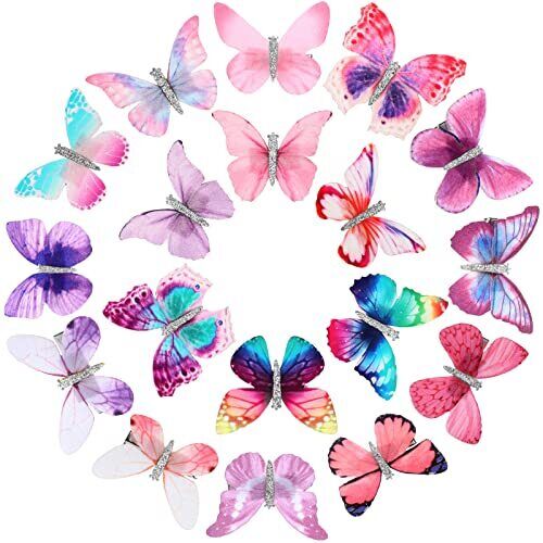 18 Pcs Colorful Butterfly Hair Clips 90s Glitter Barrettes Small Realistic  - Picture 1 of 7